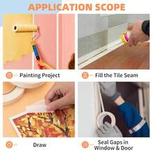 0.7 Inch X 393 Inch White Masking Tape, Paper Craft Supplies, Removable Wide Clear Adhesive Tape Suitable For Walls, Classrooms, Art Projects, DIY Painting Tools And Home Decor - 0.7 Inches X 393 Inches - View 3