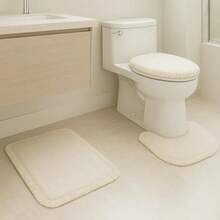 3 Piece Cotton Bathroom Rug Kit Bathroom Set Boho Stripes Decor With Fringe - Màu be - Xem 8