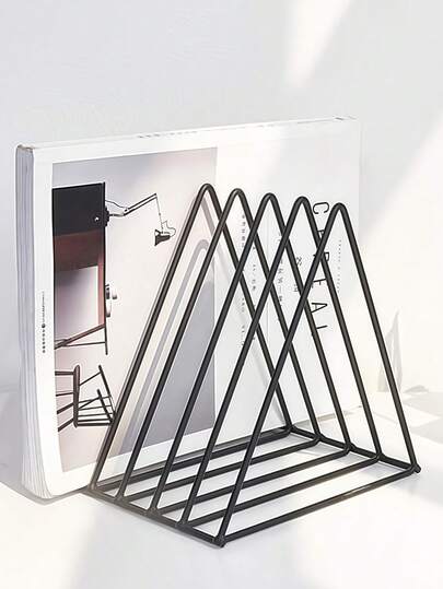 Vinyl Record Holder Storage, 5 Slot Metal Magazine Book Album Display Rack, Stylish Triangle Desktop File Sorter Organizer For Home Office