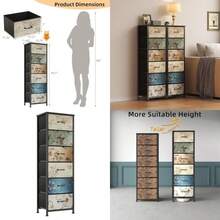 6 Drawer Dresser For Bedroom Tall Dresser And Chest Of Drawers Fabric Dresser For Closet Bedroom Night Stand End Table With Metal Frame Storage Tower With Fabric Bins - 11.4"D X 15.8"W X 24.7"H (3 Drawers) - View 8