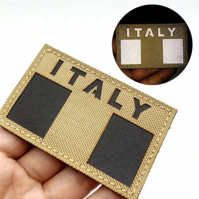 Italy Flag Patch - IR Reflective Tactical Morale Badge With Hook & Loop Fastener For Customizing Clothing, Backpacks, Hats, Vests & Bags