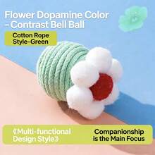 耐用猫咪磨牙玩具，带铃铛，互动式自玩球 - 彩色 - 查看 15