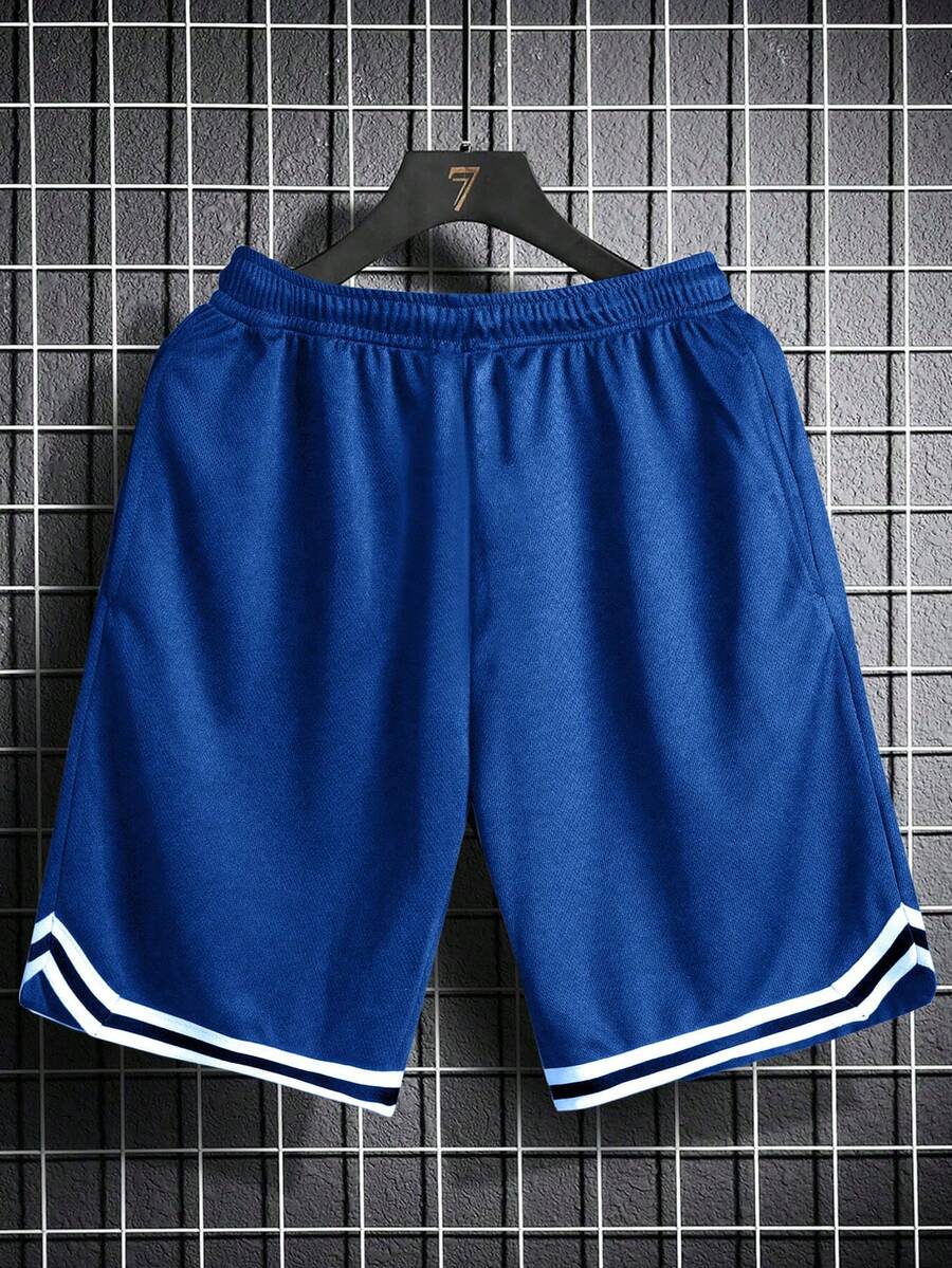 1pc Teen Boys Casual Comfortable Minimalist Versatile Fashionable Outdoor Exercise Shorts, Summer - Blue - View 1