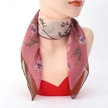 2026hot-Women's Chiffon Printed Small Square Scarf - Lightweight Floral Scarf Spring & Fall, Versatile Fashion Accessory, Boho & French Style Neck Scarf, Hair Bandana, Her, Daily & Travel - 藍色02 - 查看 11