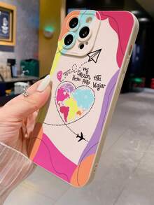 Heart Painted Perforated Beige Painted Simple Fashion Creative Shockproof Phone Case Compatible With IPhone 17/17 Pro/17 Pro Max/16/11/16 Pro/16 Plus/16 Pro Max/16e/15 Pro Max/13/14/12/XS/XR/7G/8P, Compatible With Samsung Galaxy S25/S25 Plus/S25 Ultra/A16/A36/A26/A56/A50/A12/A32 Protective Cover - Multicolor - View 3