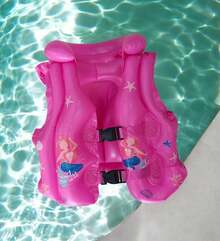CHALECO FLOTADOR COLOR ROSA CON ESTAMPADO DE SIRENAS, PARA EDAD DE 2 A 3 AÑOS DE MATERIAL PVC RESISTENTE Y DURADERO - Rosa Fucsia - Ver 2