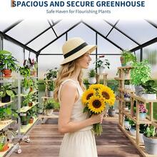 Dragonpad 6x6 Ft Heavy Duty Greenhouse With Aluminum Frame, Outdoor Polycarbonate Backyard Green House, Sliding Door, Roof Vent & Rain Gutter, Ideal For Patio, Backyard, Garden - 黑色 - 查看 7