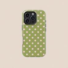 Una elegante funda para teléfono que no incluye cordón ni soporte Soft & Cute White Polka Phone, Y2K Style, Compatible With 17/16/15/14/13/12/11 Pro - Verde Oliva - Ver 6