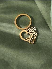 Customized Heart-Shaped Rose Letter Stainless Steel Keychain, Fashion Backpack Pendant, Car Key Chain, Daily Gift, Anniversary Gift, Valentine's Day Gift - Style 4 - View 4