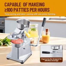 LIZHOUMIL 4/5/6 Inch Stainless Steel Hamburger Patty Molder, Comes With 500 Sheets Of Paper, Heavy-Duty, Easy To Demold And Clean, Suitable For Homes, Outdoor Stalls, School Kitchens, Hotels, Hamburger Shops. - 4 In - View 4
