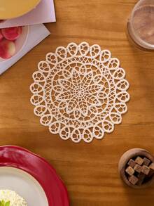 1/2/4/6件装金色波浪蕾丝刺绣圆形餐垫,波西米亚镂空设计,厨房装饰,餐桌垫,防滑杯垫/碗垫/盘子垫,适用于节日、派对、生日、婚礼、晚宴、办公室、咖啡桌、家居装饰,四季皆宜 - 金色 - 查看 8
