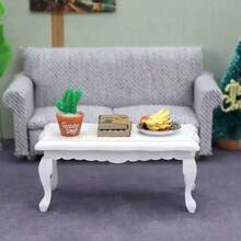 彎曲咖啡桌迷你家具模型，波浪表面茶几，娃娃屋家具，迷你逼真茶几，適用於娃娃屋裝飾與客廳佈置，桌面擺飾，DIY微縮場景裝飾，攝影道具 - 彩色 - 查看 6