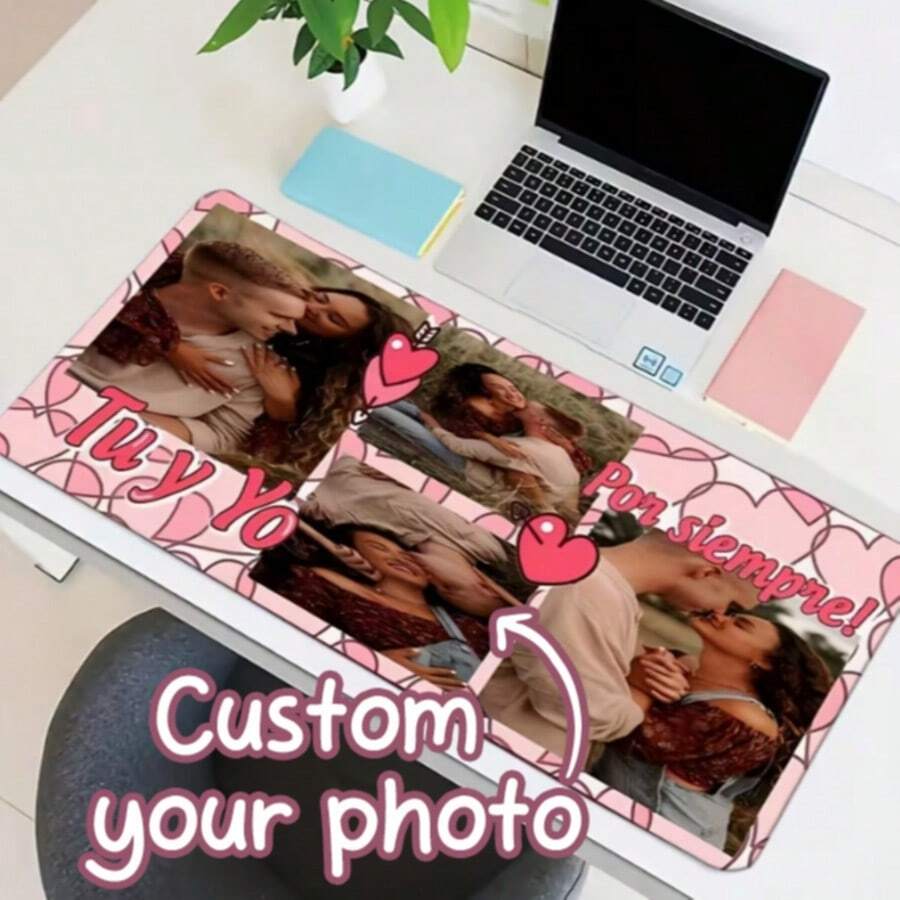Customized Couple Four Photo Mouse Pad | Personalized Desktop Decoration With Anti Slip Rubber Sole And Durable Polyester Fabric, Suitable For Home, Office Or Gaming Scenes, Perfect Valentine's Day Gift - Multicolor - View 1