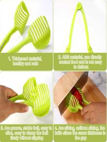 1 cái dụng cụ cắt lát chanh, chất liệu ABS, thích hợp để cắt cà chua, hành tây, trứng, tay cầm tiện dụng. - Màu xanh chanh - Xem 6