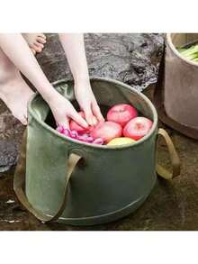 1 Piece 10L/20L Foldable Bucket, Portable For Travel, Camping, Hiking, Storage, Large Capacity Outdoor Fishing Activities, Cleaning Bucket, Foldable Bucket For Household Use, Portable Plastic Water Bucket With Handle - Green - View 8