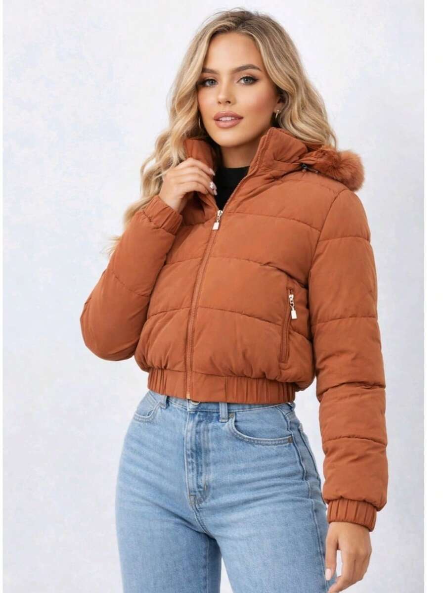 Women Down Coats - Camel - View 1