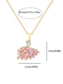 1件装立方氧化锆天鹅吊坠项链，是送给女性、新娘、日常佩戴和约会的理想礼物 - 白色 - 查看 4