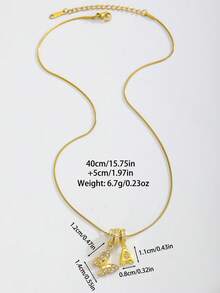 1pc Fashionable Exquisite Popular Gold Butterfly & 3d Balloon Initial Letter Charm Stainless Steel Snake Chain Necklace For Girls Kids Cute Stylish A-Z English Bubble Alphabet Necklace For Daily Wear Jewelry Accessory Birthday Gift - Gold - View 6