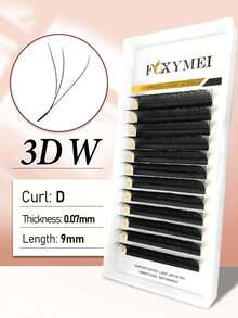 FOXYMEI 1800片新款W型睫毛 C/D卷度 W型睫毛嫁接 3D/4D/5D 手工制作 自然假睫毛 8-15mm 预卷扇形睫毛 0.07mm厚度 柔软 自动绽放 沙龙级睫毛 - 黑色 - 查看 39