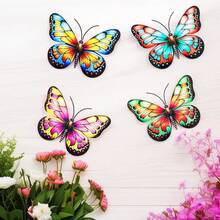 4pcs Metal Butterfly Wall Decor, 6.5 Inch Rust-Resistant Iron Art Wall Hanging Sculpture Decor Suitable For Outdoor Garden, Yard, Balcony, Porch, Fence, Perfect Housewarming, Mother's Day Gift - Style a - View 2