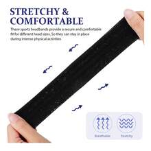 8条装女士防滑弹力柔软运动头带，吸汗头带，适合成人男女运动、旅行健身发带跑步发饰瑜伽头巾运动吸汗带 - 彩色 - 查看 6