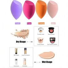 8 Pcs Unisex Dry Wet Dual Use Makeup Sponge Set Soft Blend Foundation Concealer Blush Powder  Sponges Multi Colored Purple For Daily Makeup Application Use - 4件裝 - 多色A - 查看 4