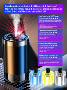 【车载配件】智能车载空气清新剂，带星空投影灯，5种工作模式，自动车载香薰机，迷你加湿器，香薰精油扩散器，浓度可调，自动启动/停止，内置电池，彩色LED灯环，USB充电，适用于汽车、办公室、卫生间、卧室、宠物房及家居装饰，6种精油可选 - C6 MAX - 查看 14