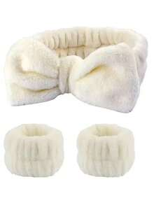 1个洗脸头带/2个洗脸腕带/3套SPA头带、化妆头带、洗脸头带、护肤头带、蝴蝶结、泡泡、SPA头带、腕带、女士和女孩发饰套装 - 彩色 - 查看 14