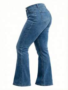 大码喇叭牛仔裤，优雅，时尚，正式，外出，秋季女装，大码牛仔裤，大码女式牛仔裤，曲线牛仔裤，女士牛仔裤，黑色牛仔裤，宽松牛仔裤，裤子，工装裤，牛仔大码裤，万圣节，新年，乡村，休闲春季 - 中等水洗藍 - 查看 11