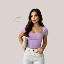 Set Of 4 Baby Look Blouses With Double Front Lining And Square Neckline. Simple. None. Vacation. Beach. - BLACK/BROWN/PINK/LILAC - View 2