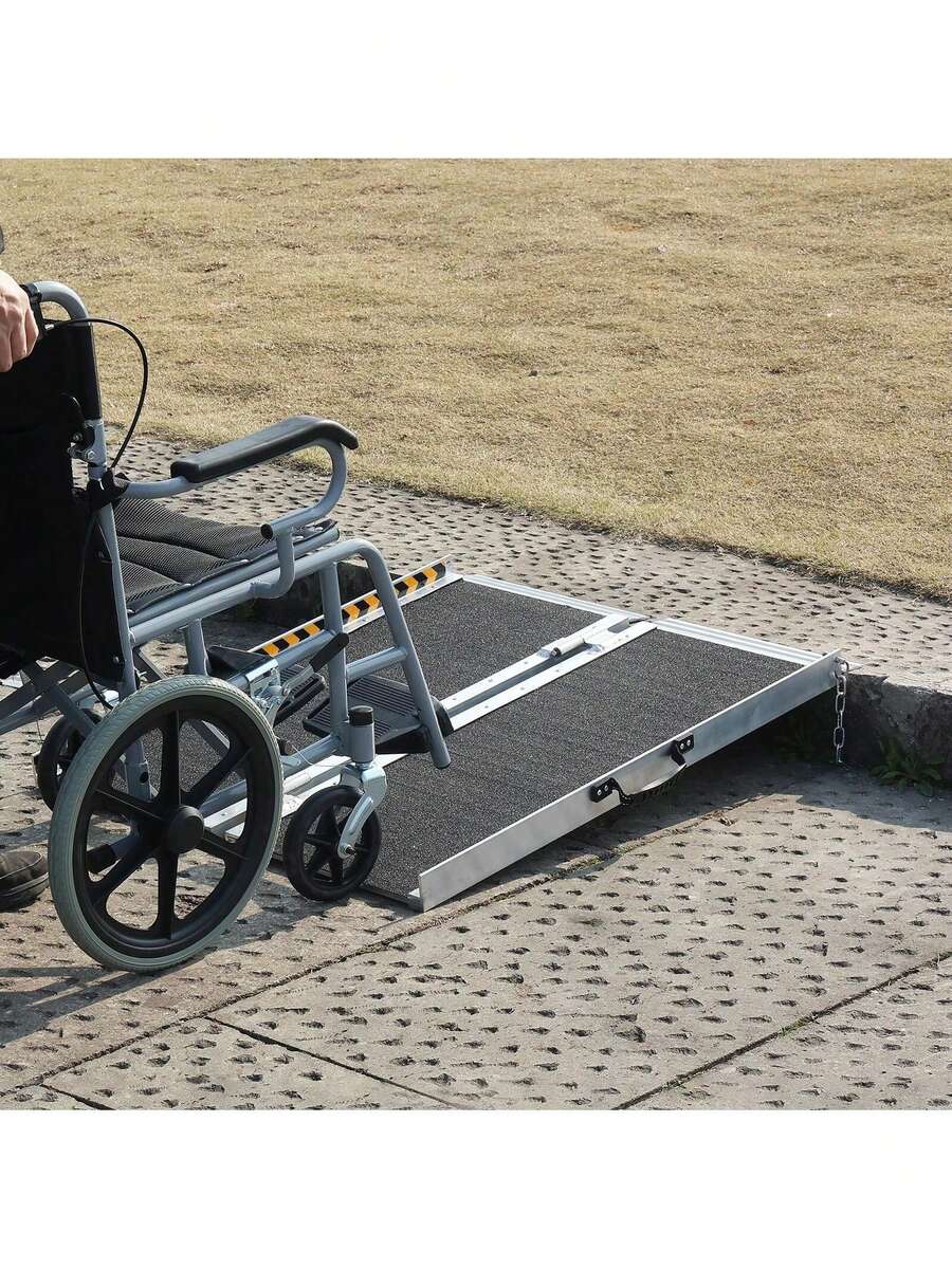 Portable Wheelchair Ramp 2FT, Non-Slip Aluminum Folding Handicap Ramp, Door Threshold Ramps For Wheelchair For Home,Wheel Chair Ramp Steps, Cars, Scooter, Cart, Curbs, Stairs - Black - View 1