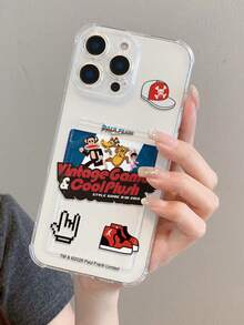 This Cute, Cartoony, And Cheerful Paul Frank Monkey Card Holder Is A Transparent, Full-Coverage Phone Case With Perforations. Compatible With AppleiPhone 17/13/14/15/16/Pro Max. It Features Drop Protection On All Four Corners And Can Hold Cards And Coins. It's A Great Gift For Valentine's Day, Friends, Couples, And New Year's. - Clear - View 8