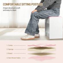 HaluPeit Dressing Table Stool, Soft Padded Vanity Stool, Makeup Chair With Non-Slip Foot Pads For Dressing Room, Bottom Storage, Bedroom, Entryway - Pink - View 4
