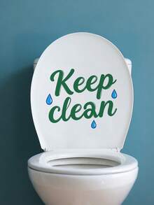 1张“保持清洁”绿色文字马桶贴纸，实用马桶盖贴纸和浴室墙贴，适合家庭使用，成人适用，有助于培养清洁习惯，是乔迁新居、送给室友和新房主的实用礼物。 - 彩色 - 查看 7