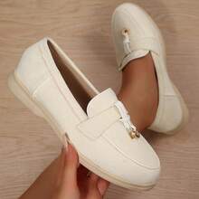 Women's Loafers – Slip-On Shoes With Metal Detail For Work, Casual & Everyday Wear - 米色 - 查看 3