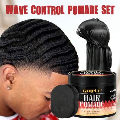  GOIPLE Wave Hair Wax, Men's Strong Hold Water-Based Hair Wax - High Gloss Effect, Creates Smooth Styling, 360° Deep Wave Hair Wax, Styling Pomade Can Freely Shape Various Hairstyles, Suitable For Sports Training, Easy To Use And Improve Hair Quality, All-Day Hold, Suitable For All Hair Types