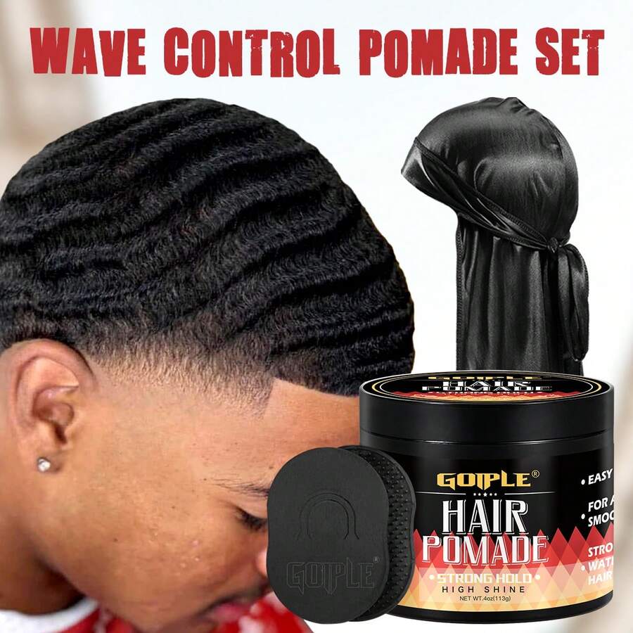 GOIPLE Wave Hair Wax, Men's Strong Hold Water-Based Hair Wax - High Gloss Effect, Creates Smooth Styling, 360° Deep Wave Hair Wax, Styling Pomade Can Freely Shape Various Hairstyles, Suitable For Sports Training, Easy To Use And Improve Hair Quality, All-Day Hold, Suitable For All Hair Types