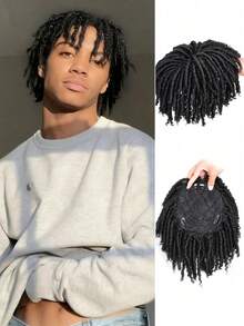 6-Inch Soft & Fluffy Faux Dreadlocks Hair Extensions With Clips, Synthetic Braided Hairpiece For Men & Women, Suitable For Thinning Hair, Music Festival Costume, African Hairstyle - Black - View 1