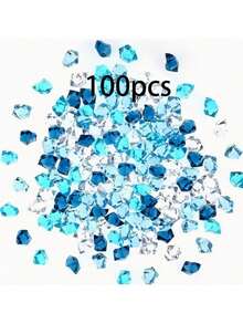 100/200/500颗多色亚克力假钻石、碎冰块、塑料冰块、岩石钻石晶体、宝石，适用于派对装饰、花瓶填充、摄影道具、DIY仿冰块工艺材料、透明彩色亚克力石，可用于鱼缸、玻璃装饰、手工材料 - 彩色 - 查看 12
