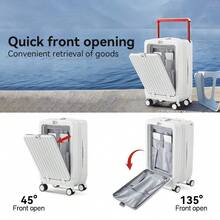 20/24-Inch Premium Hard-Shell Carry-On + Checked Luggage Set (With USB Combination Lock) - Pop-Up Aluminum Telescopic Handle, Multi-Directional Wheels, Laptop Compartment Pocket, High-End Stylish Durable Hard-Shell Suitcase, Ideal For Travel And Business - trắng - Xem 2