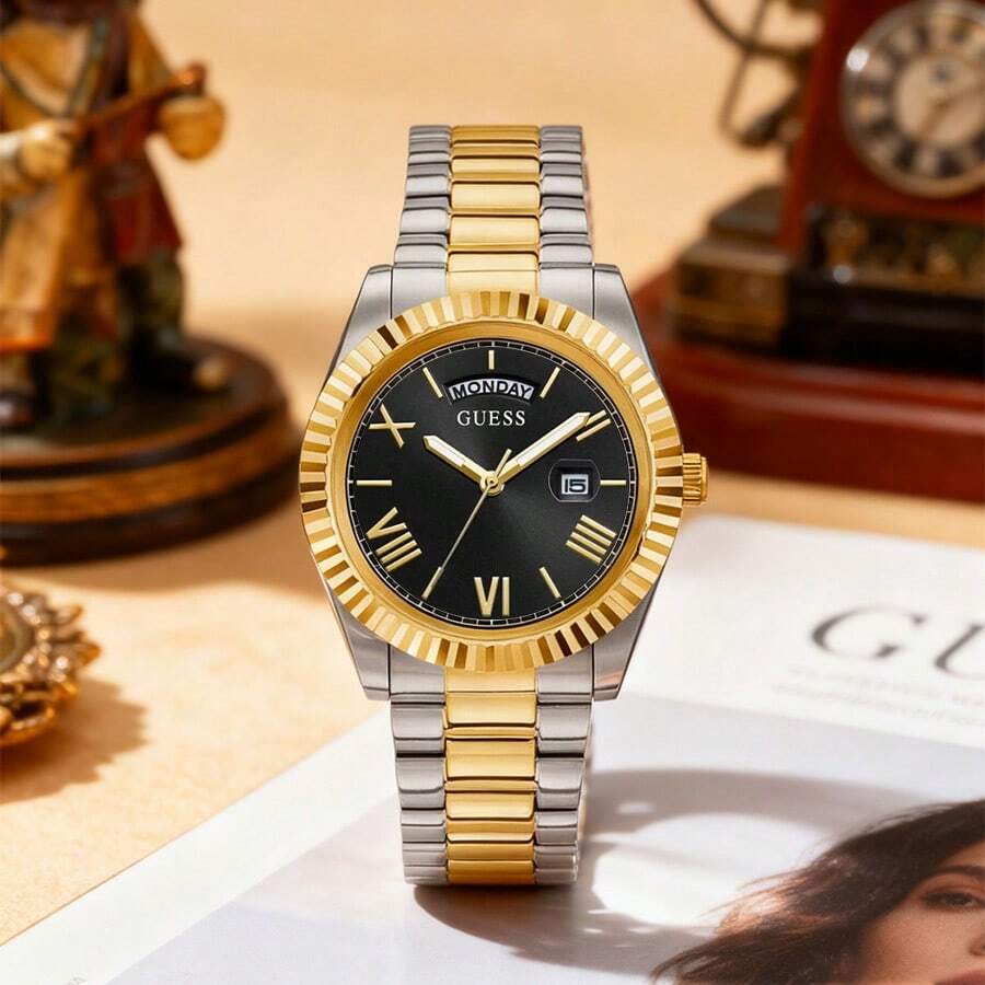 Guess 男女通用不锈钢情侣手表 - 极简刻度系列：男士极简风格与女士优雅风格 GW0265G5