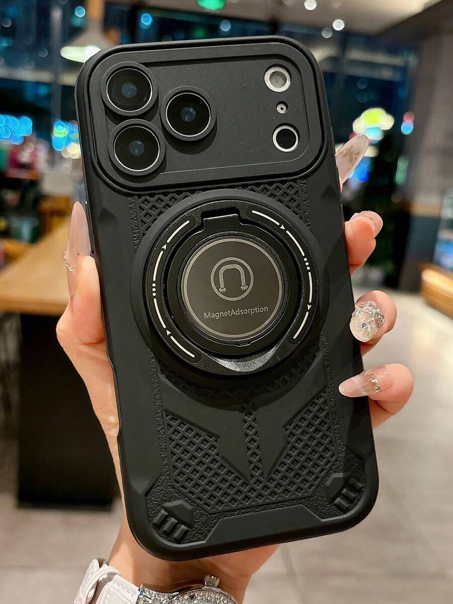 Luxury All-Around Magnetic Warframe Shockproof Phone Case Compatible With IPhone 17 Pro Max 17 Pro 17 16 15 14 13 Pro Max Wireless Charging Shockproof Lens Protective Cover - Black - View 1