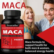 Fearathe Premium Maca - Contains Black Maca, Fenugreek, And Turmeric - Balances Energy - 120 Capsules - 1 Bottle - View 3