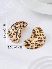 1对不对称豹纹耳环，女士礼物 - 金黃色 - 查看 2