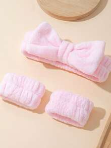 1个洗脸头带/2个洗脸腕带/3套SPA头带、化妆头带、洗脸头带、护肤头带、蝴蝶结、泡泡、SPA头带、腕带、女士和女孩发饰套装 - 彩色 - 查看 17