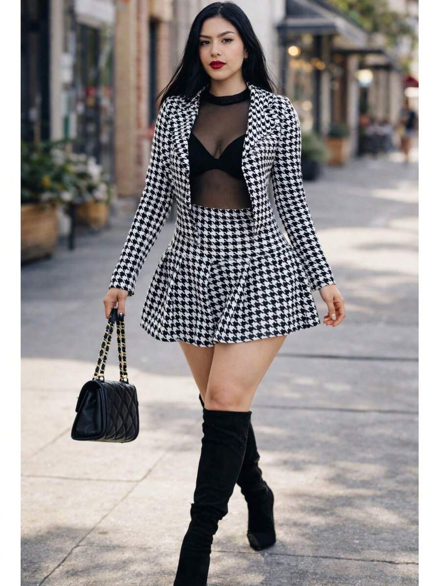 Women Two-Piece Outfits - Black and White - View 1