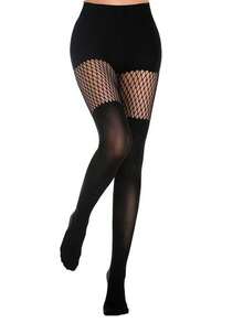 3pcs Sexy Hollow Pantyhose, Hollow Suspender Fishnet Stockings, Nightclub Goth Black Lace Fishnet Tights (Fits 0XL-2XL, Up To 135lbs) - Multicolor - View 2
