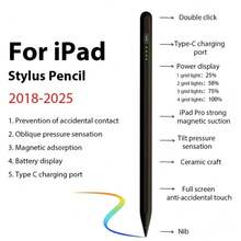 适用于 2018 年及之后 Apple iPad 的主动式触控笔，电容式触控笔，配备 2 个替换笔尖，防误触，精准控制，书写流畅，高端电容式触控笔（仅兼容 2018 年及之后 Apple iPad 系统，不适用于电阻式或电磁式屏幕）