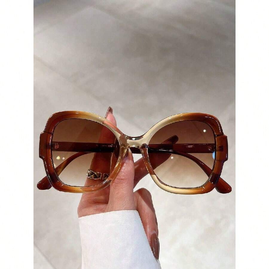 1pc Women's Multicolor Butterfly Shaped Eyeglasses With Gradient Lens, Decorative Frame - 彩色 - 查看 1