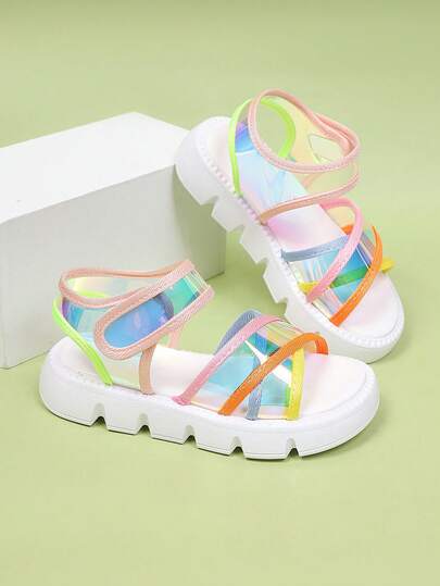 1双彩色系带厚底夏季沙滩度假时尚绳编凉鞋（女童款）